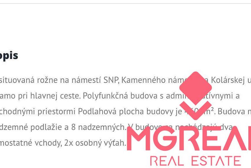 Prenájom kancelárie 53,15m2 na Nám. SNP, Staré Mesto