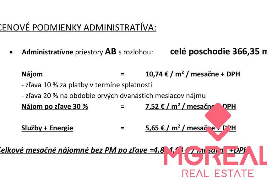Samostatný kancelársky celok 366m2, Stará Vajnorská