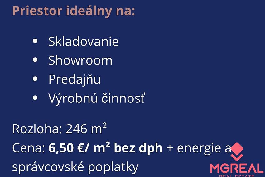 Skladovo - výrobné priestory / showroom 246m2, Vajnorská ul., Nové Mes